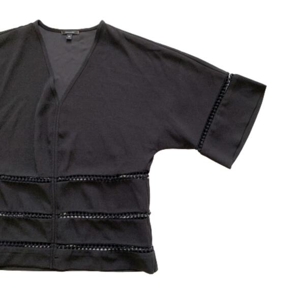 Stella & Dot Top Blouse Maette Hyde Black V-Neck Illusion Short Sleeve Size XS - Picture 7 of 12